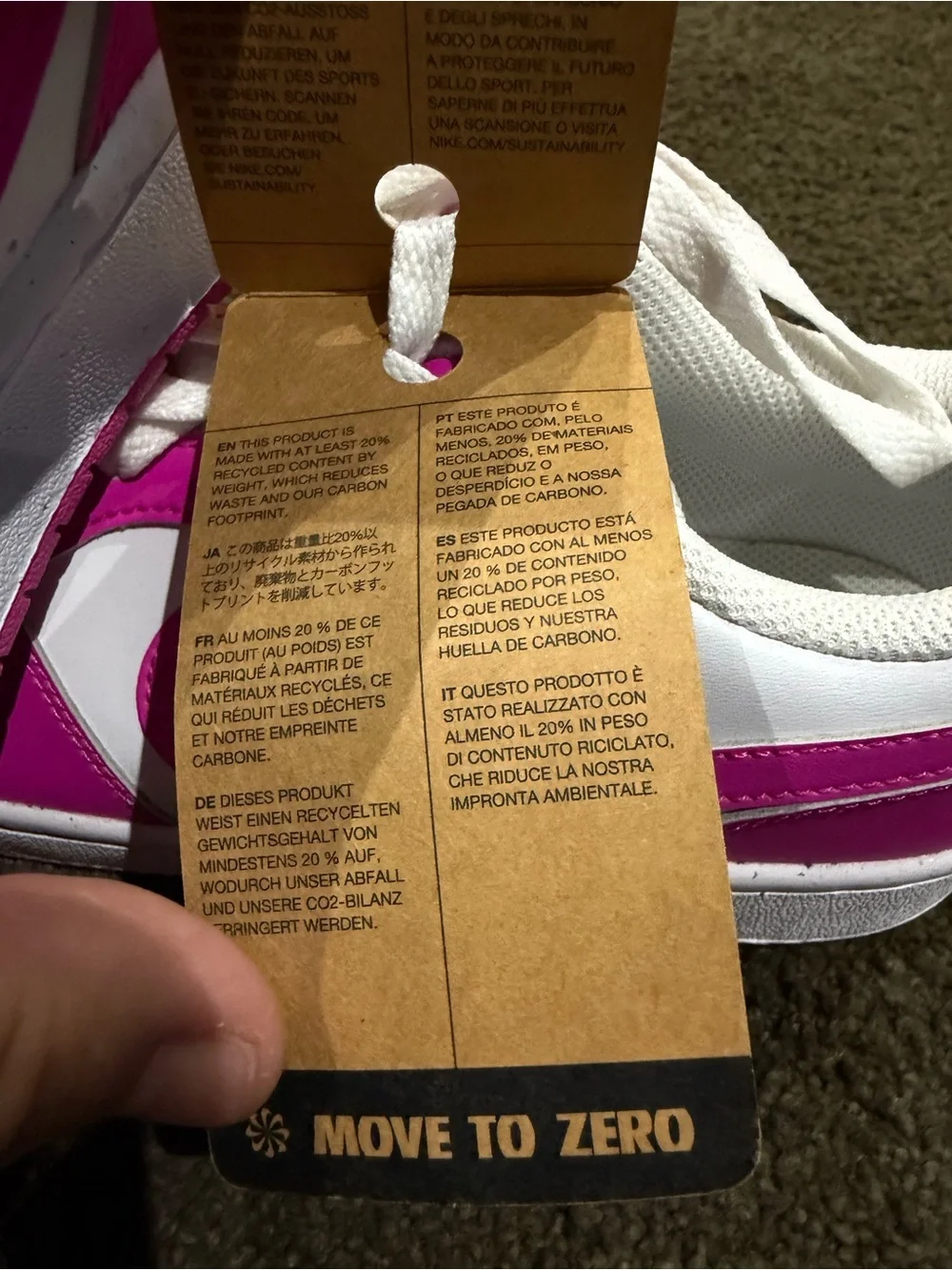 Nike Kids' Low-Top Sneakers - White & Hot Pink Sz 7Y